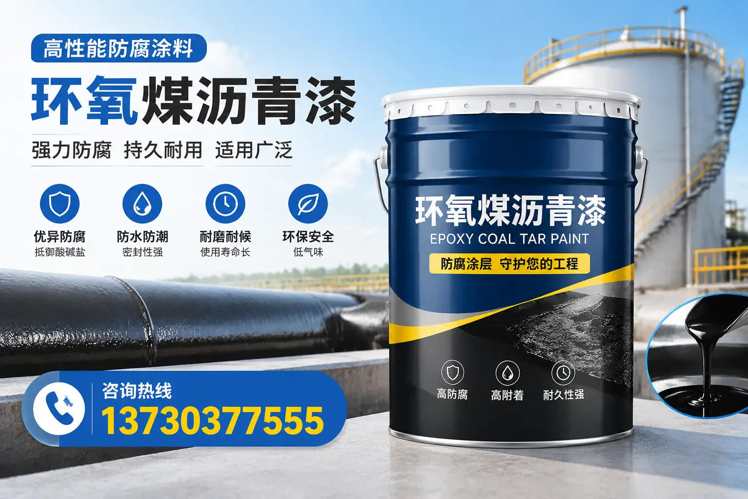 环氧煤沥青漆的耐久性分析，适合儋州的使用场景